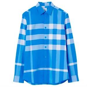 Turquoise Burberry Plaid Button Up Shirt